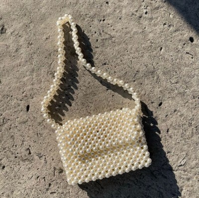 pr hand work White Sling Bag Pearl bag for womens