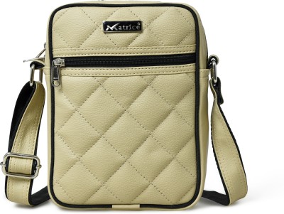 MATRICE Beige Sling Bag Unisex Qulited Sling Messenger Bag , Multipurpose Crossbody Waterproof Handbag