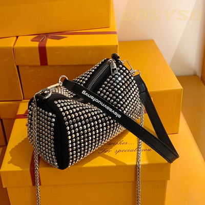 DOSYSO Silver Sling Bag Crossbody sling Bag for Women trendy Rhinestone Clutch Handbags Girls Wedding