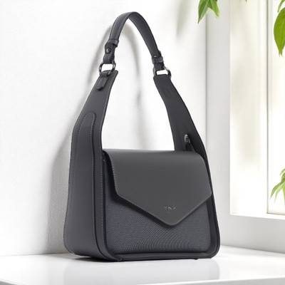 Exotic Premium Grey Shoulder Bag Unique Design Textured Flap Closure Bag