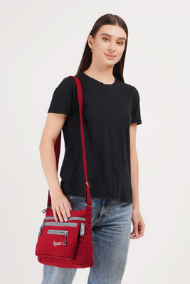 Lasso Maroon, Grey Sling Bag Lightweight Crossbody Sling Bag For Women and Girls