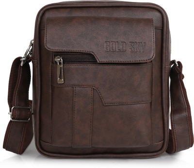 ICHIEF Brown Sling Bag Vegan Leather Cross Body Bag/Unisex Sling Bag with Padded Tab Compartment