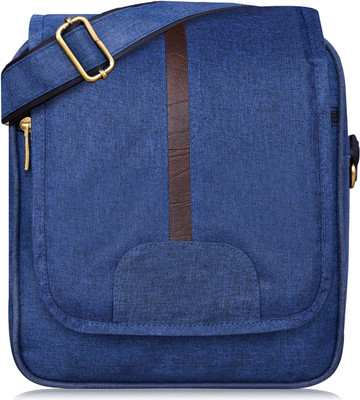 SOPARK Blue Sling Bag Blue Stylish Linen Textured Cross Body Sling Bag For Men SKSL06