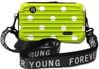 MRVCentury Green Sling Bag MRVC Mini Suitcase Sling Box For Girls with Detachable Strap (Green polka)