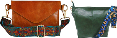 Dakota Brown, Green Sling Bag Trendy Sling Bag for Women – Stylish & Compact Crossbody Purse(Pack of 2)