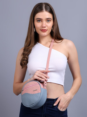 Pramadda Pure Luxury Pink Sling Bag Elegant Luna Round Mobile Leather Sling Crossbody Shoulder Purse For women