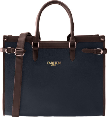 CARLTON LONDON Blue Tote ADELINE Navy Textured Tote Bag