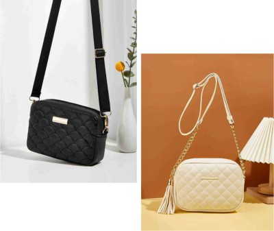 Cleto Beige, Black Sling Bag FT-2STR-BLACK-BEIGE_16