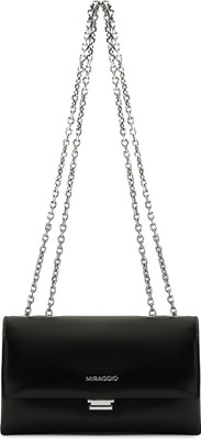 Miraggio Black Sling Bag Vanya Shoulder Bag With Convertible Sling Chain