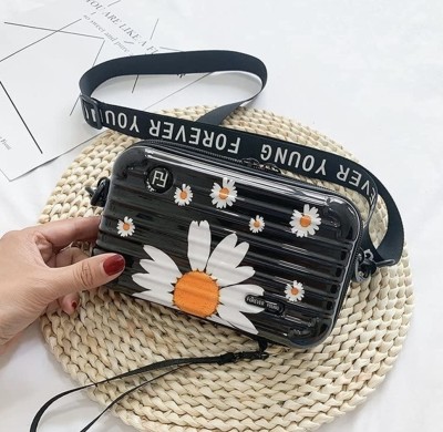 Cult Factory Black, White Sling Bag Box Sling Bag for Girls Stylish, Cute Flower Print Aesthetic Mini Bag