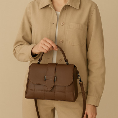 hautehandles Brown Sling Bag Premium Brown Structured Sling Bag for Women