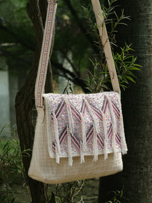 Anekaant White, Pink Sling Bag Kooky