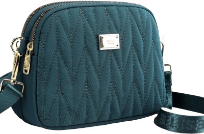 Diva Dale Green Sling Bag Trendy Stylish Quilt Pattern Crossbody Phone Bag Travel Shopping Evening Party