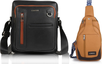 CIMONI Yellow, Black Shoulder Bag Classy Unique Design Classy Trendy Travel Chest Choulder Unisex Crossbody Bag(Pack of 2)