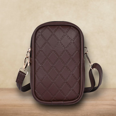 Pramadda Pure Luxury Brown Sling Bag Stylish Leather Mobile Sling Bag For Women Side Crossbody Purse black brown tan