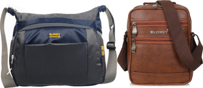 Blowzy Grey, Tan Sling Bag Cross Body men's sling bag(Pack of 2)