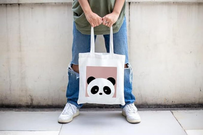 Clapcart White Tote Wine Panda