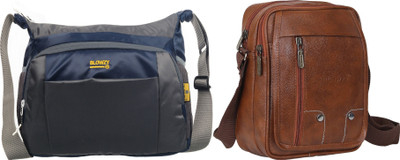 Blowzy Grey, Tan Sling Bag Cross Body men's sling bag(Pack of 2)