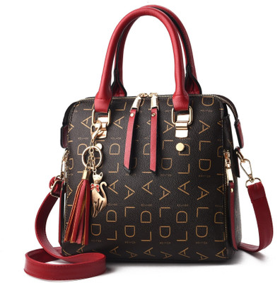 namchi Red Hand-held Bag leather alpha printed bag with best quality zipper and sling