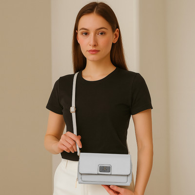 ESBEDA Grey Sling Bag Ruby Charm Wallet Slingbag