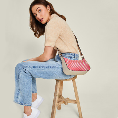 ACCESSORIZE LONDON Multicolor Sling Bag Women's Pink Weave Zip Top Sling Bag