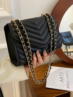 Fargo Black Sling Bag Women's Leatherette (VChainBox__FGO-464)