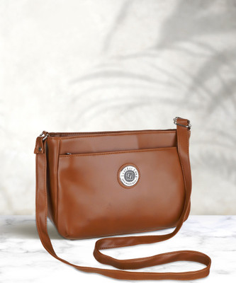 Leather Land Brown Sling Bag Roman Sling Design in Tan Leather Brown