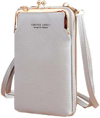 SYGA Grey Sling Bag Leather Purse Mini Shoulder Bag with Strap Card Slots (Grey, Forever Lovely)