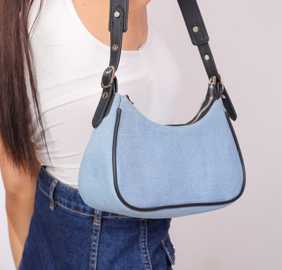 Yuva stree Blue, Black Hobo Denim Daze Hobo bag-Blue Black