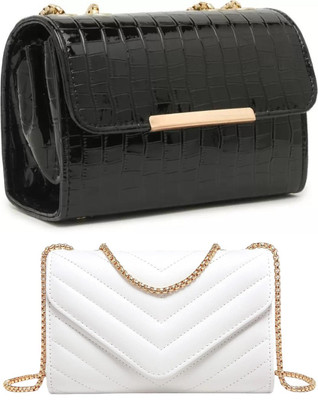 Bag ward Black, White Sling Bag Stylish Fancy Unique Design Sling Bag For Women's/Girls(Pack of 2)