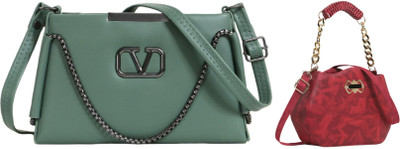 Zaxcer Green, Maroon Sling Bag Beautiful Sling Bags for women and girls(Pack of 2)