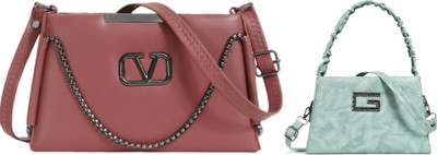 Zaxcer Pink, Green Sling Bag Beautiful Sling Bags for women and girls(Pack of 2)