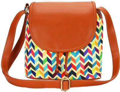 Ann Springs Multicolor, Tan Sling Bag Women Printed Canvas Sling Bag