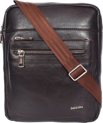 Sassora Brown Sling Bag Genuine Leather Brown Unisex Medium Size Sling Crossbody Bag-A170