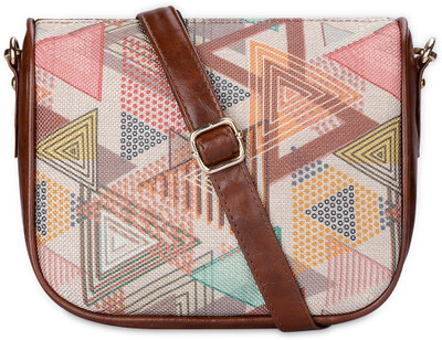 The CLOWNFISH Multicolor Sling Bag Garnet Series Printed Handicraft Fabric Single Shoulder Bag Shoulder Belt
