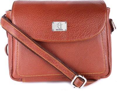 Hileder Orange Sling Bag Genuine Leather Handbag Messenger Slim Purse Satchel Hand Bag for Women & Girl