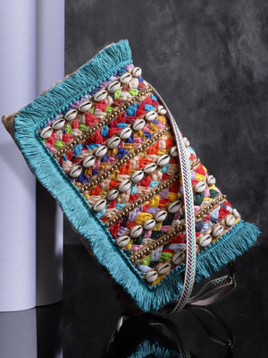 Anekaant Beige, Blue, Multicolor Sling Bag Sisal
