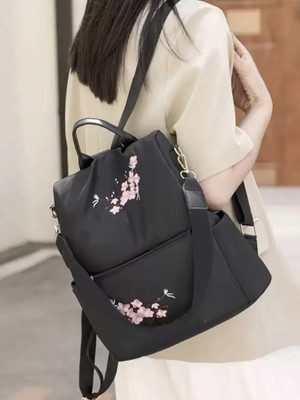RTSWORK Black Shoulder Bag Mini Backpack Multifunctional Travel Handbag with Adjustable Shoulder Strap