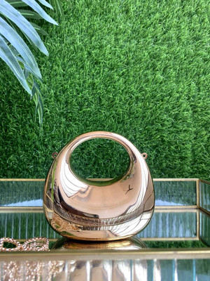DOSYSO Gold Sling Bag Moon Clutch Purse Box Sling Bag women Cute Wallet for Party Wedding Girls Gift
