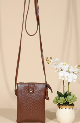 DONICY Tan Sling Bag Classy mobile pouch sling