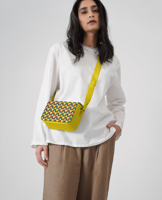 DailyObjects Yellow Sling Bag Crossbody Sol Box Shoulder Bag | Magnetic Flap Closure & Adjustable Wide Strap