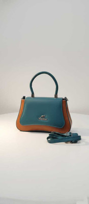 Harmi collection Tan Satchel Stylish Two-Tone PU Leather Handbag for Women with Shoulder Strap – Teal & Tan