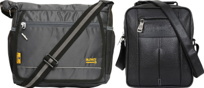 Blowzy Black, Grey Sling Bag Cross Body Travel Office Business Messenger One Side Men & Women Sling Bag(Pack of 2)