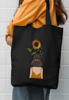 stylishq store Black Tote Eco-Friendly Cotton Tote Bag | Durable & Re usable Shopping Bag |