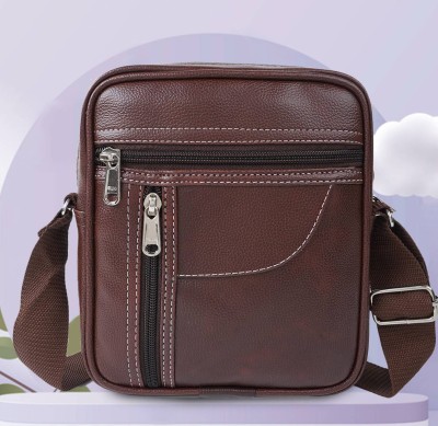 ZUHUUR Brown Sling Bag Cross body Chest /Side Stylish Passport Holder Cash Bags for Men Mini Sling Bag