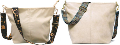 Dakota Beige, Beige Sling Bag STYLISH PU LEATHER BAGS ALONG WITH SLING FOR WOMENS(Pack of 2)