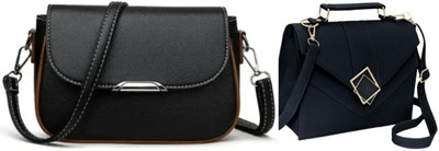 A2Z CREATIONS Blue, Black Sling Bag PU Leather Women Sling bag(Pack of 2)