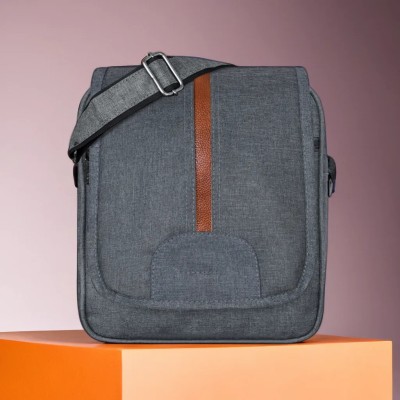 luxurit Orange Sling Bag Black Stylish PVC Coated Matty Fabric Cross Body Sling Bag For Men SL09