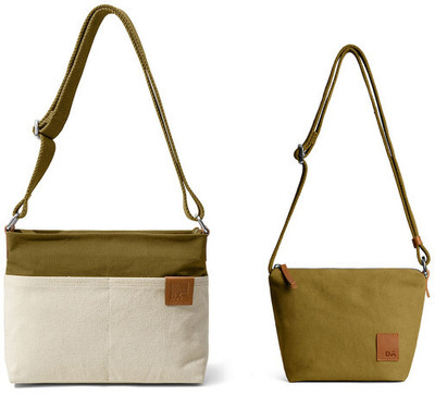 DailyObjects Green Sling Bag Caddy Crossbody Bag & Sunday Crossbody Bag Combo | Cotton Canvas | Zip Closure