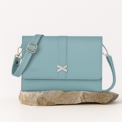 Reshu Silver Sling Bag Handmade Vegan Leather Women's Sling Bags Adjustable Shoulder Strap & 3 pockets